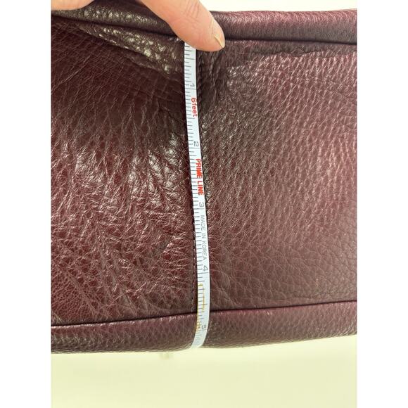 Etienne Aigner Pebbled Leather Shoulder Bag Maroon Double Strap Zip - Picture 13 of 16